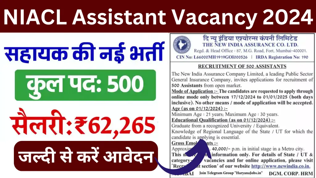 NIACL Assistant Vacancy 2024
